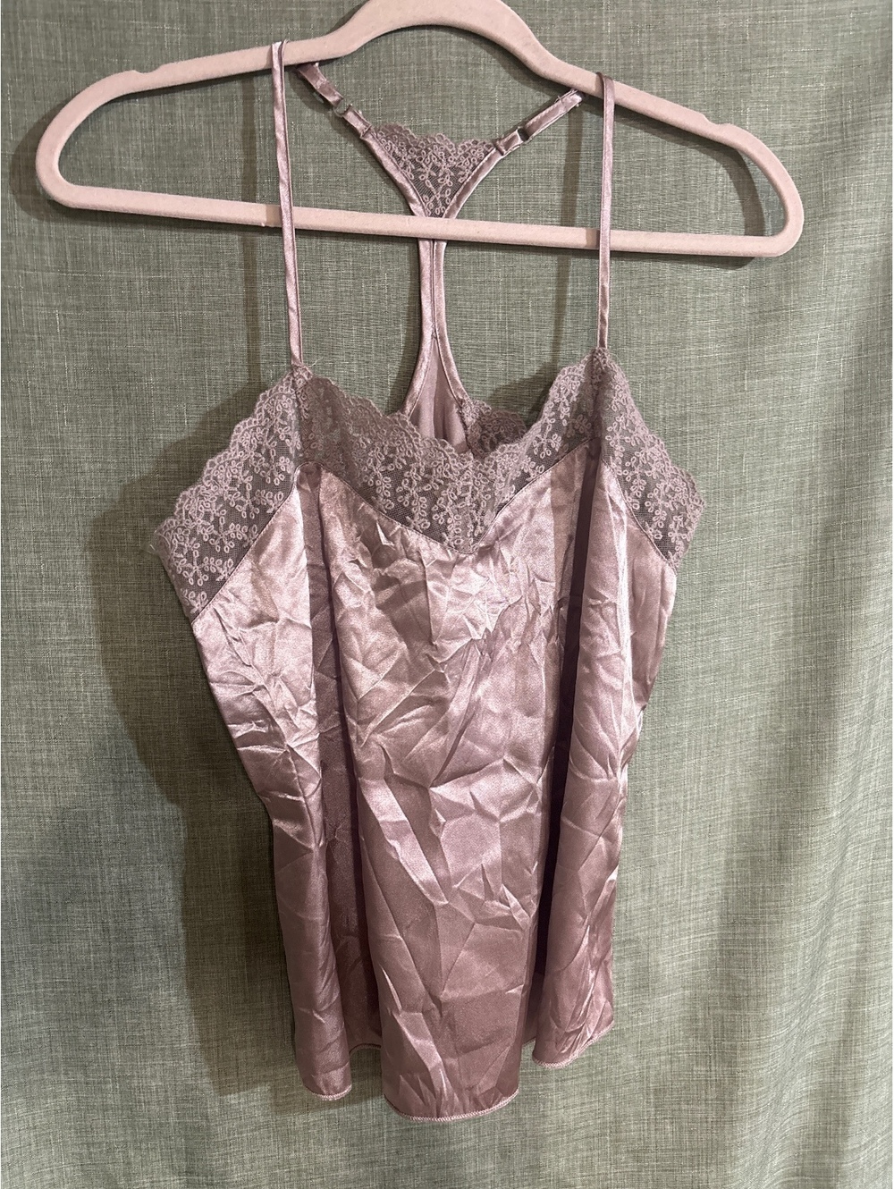 Daytrip Mauve Satin and Lace Camisole Top
